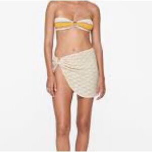 Revel Rey Crochet Logan Skirt Swim Cover in Tan/Beige - Size Medium (measured)